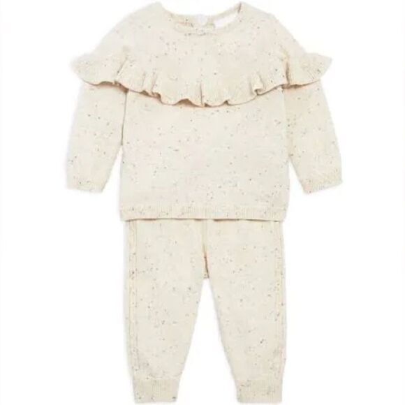 BLOOMIES BABY GIRLS RUFFLE TRIM CONFETTI SWEATER SET 6/12M - Picture 8 of 10